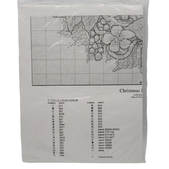 Christmas Poinsettia Wreath Counted Cross Stitch Pattern Bobbie G Designs CP9391 - Picture 3 of 3